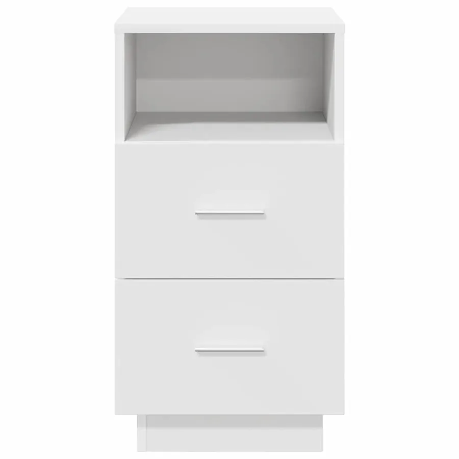 Table de chevet avec 2 tiroirs blanc 36x36x68 cm - 4