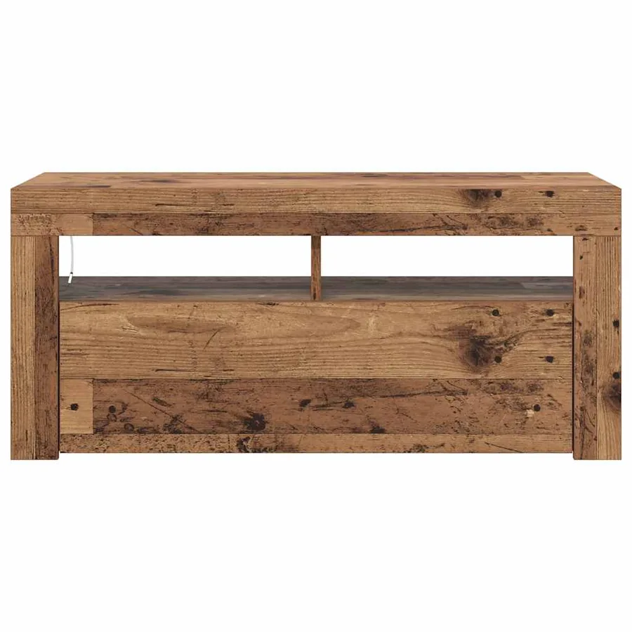 Meuble TV avec lumières LED vieux bois bois d'ingénierie - 6