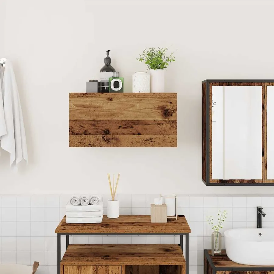 Armoire murale de bain vieux bois 60x25x30 cm bois d'ingénierie - 3