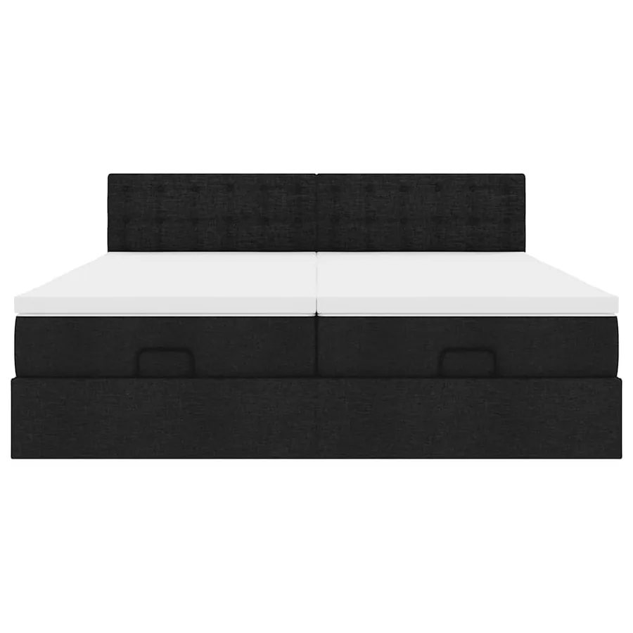Cadre de lit ottoman avec matelas noir 200x200cm tissu - 7