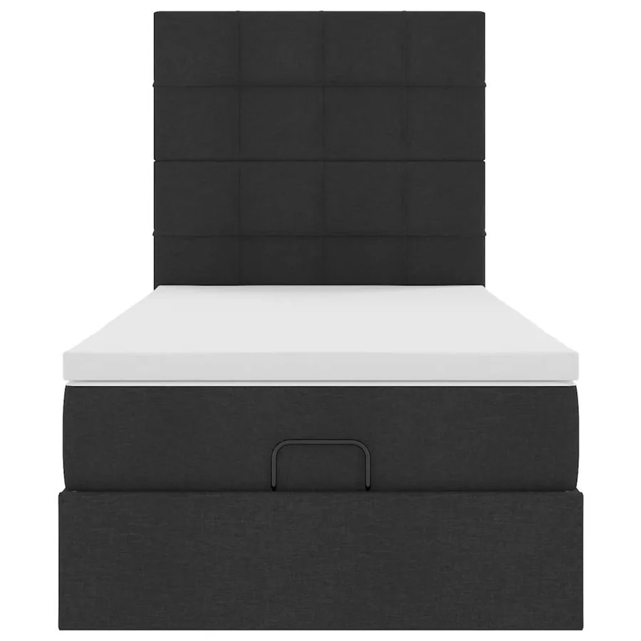 Cadre de lit ottoman avec matelas noir 100x200cm tissu - 8