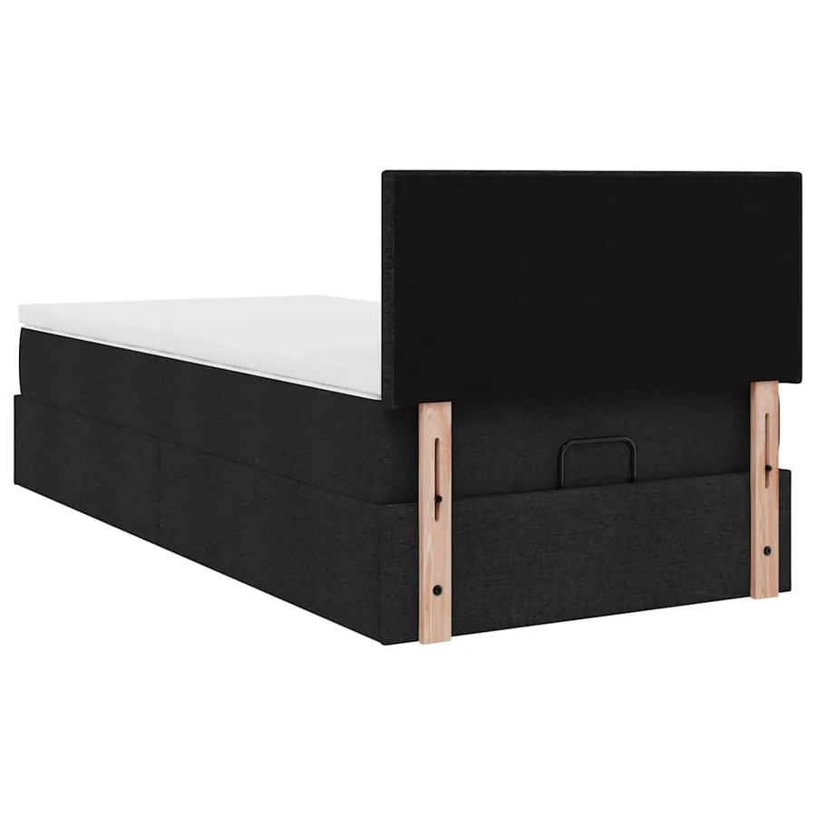 Lit ottoman avec matelas noir 100x200 cm tissu - 11