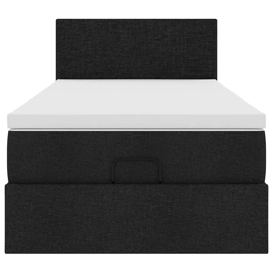 Lit ottoman avec matelas noir 100x200 cm tissu - 7