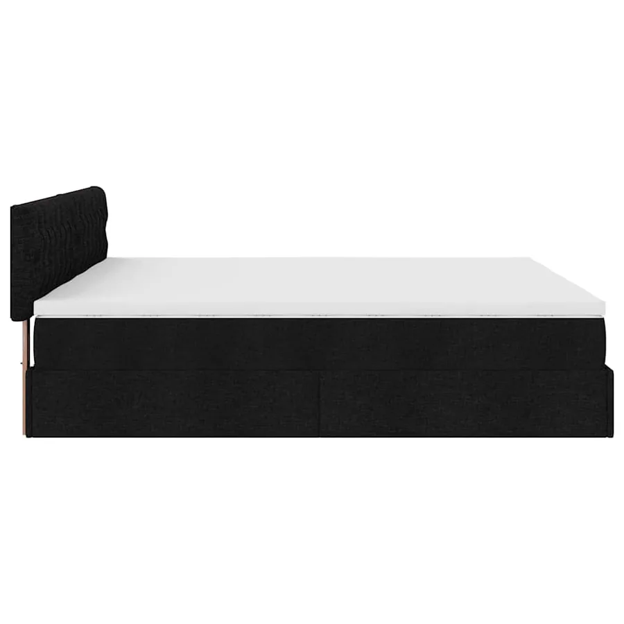 Cadre de lit ottoman avec matelas noir 200x200cm tissu - 10
