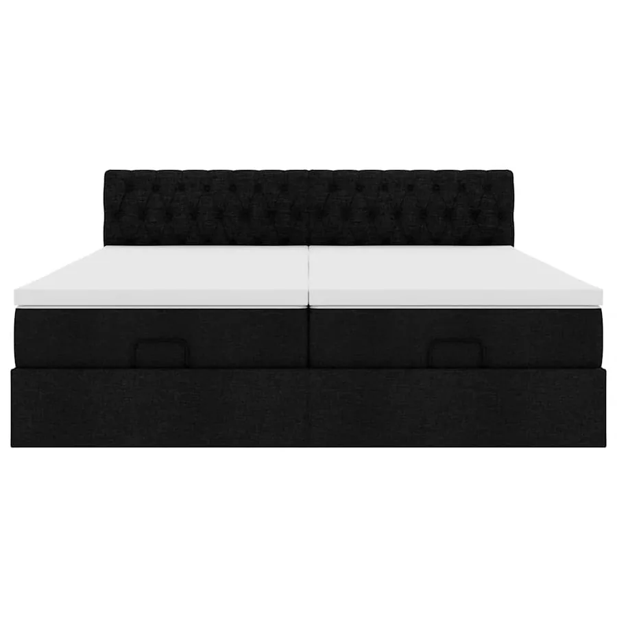 Cadre de lit ottoman avec matelas noir 200x200cm tissu - 7