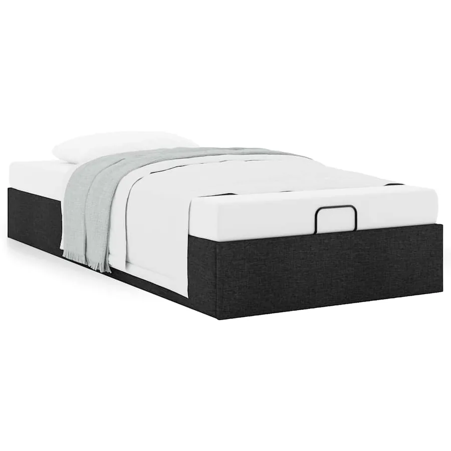 Cadre de lit ottoman sans matelas noir 100x200 cm tissu - 4