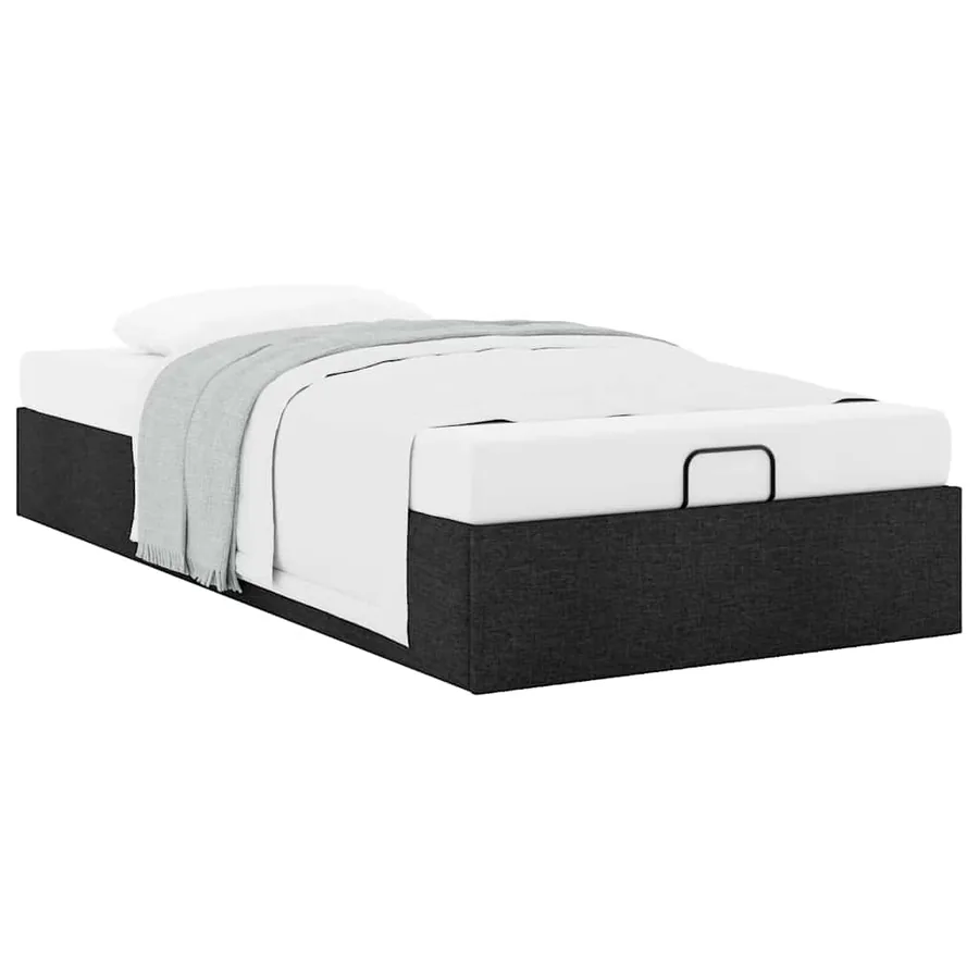 Cadre de lit ottoman sans matelas noir 100x200 cm tissu - 5