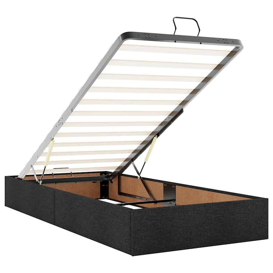 Cadre de lit ottoman sans matelas noir 100x200 cm tissu - 9