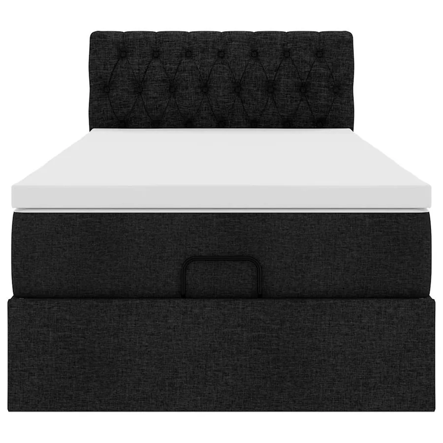 Lit ottoman avec matelas noir 100x200 cm tissu - 8