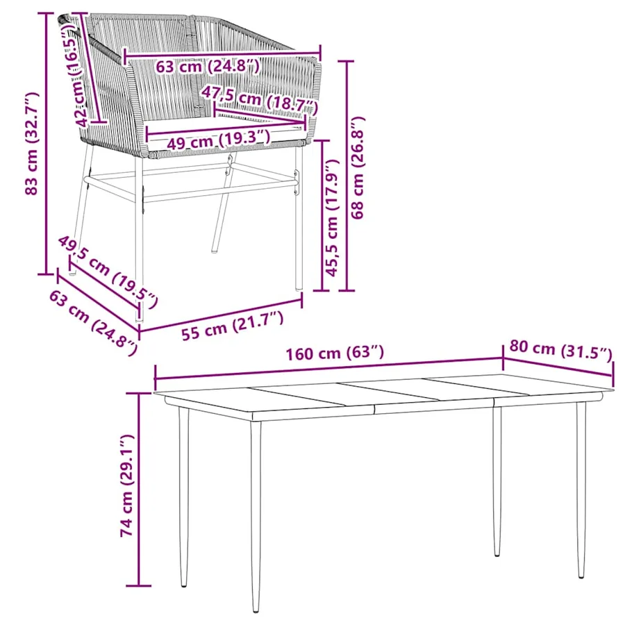Ensemble à manger de jardin et coussins 5 pcs noir rotin verre - 10