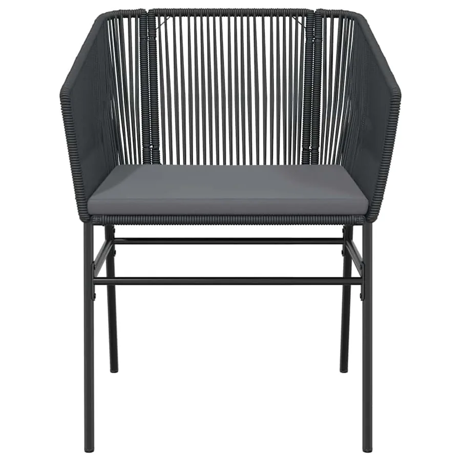 Ensemble à manger de jardin et coussins 5 pcs noir rotin verre - 5