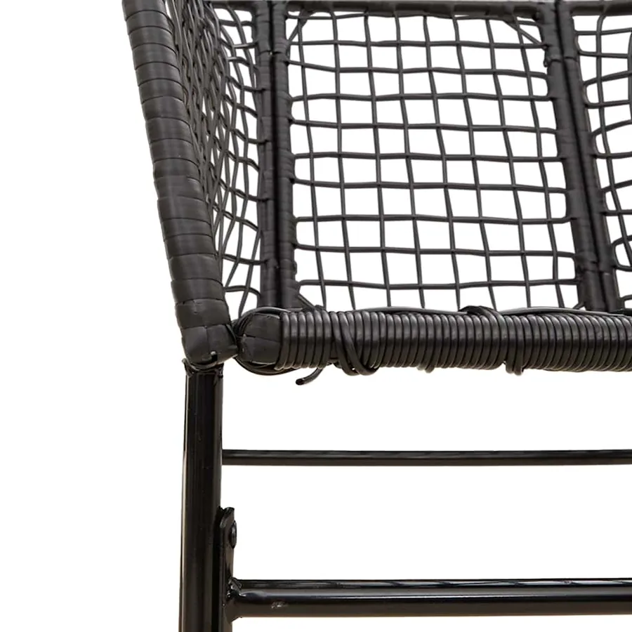 Ensemble à manger de jardin 3 pcs noir résine tressée verre - 8