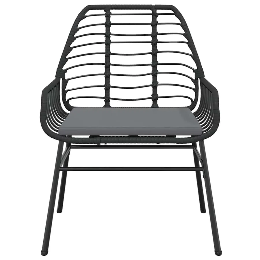 Ensemble à manger de jardin et coussins 5 pcs noir rotin verre - 5