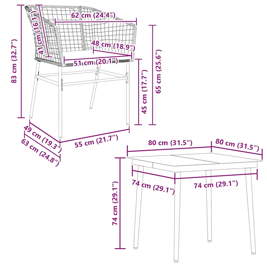 Ensemble à manger de jardin et coussins 5 pcs noir rotin verre - 10