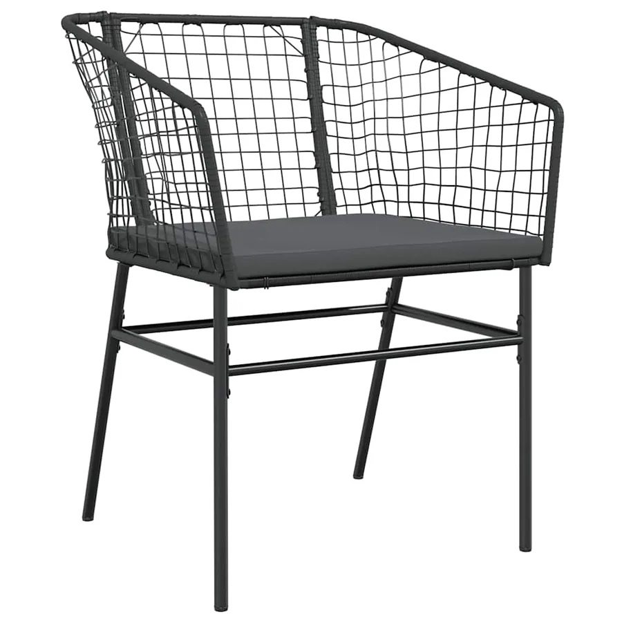 Ensemble à manger de jardin et coussins 5 pcs noir rotin verre - 4