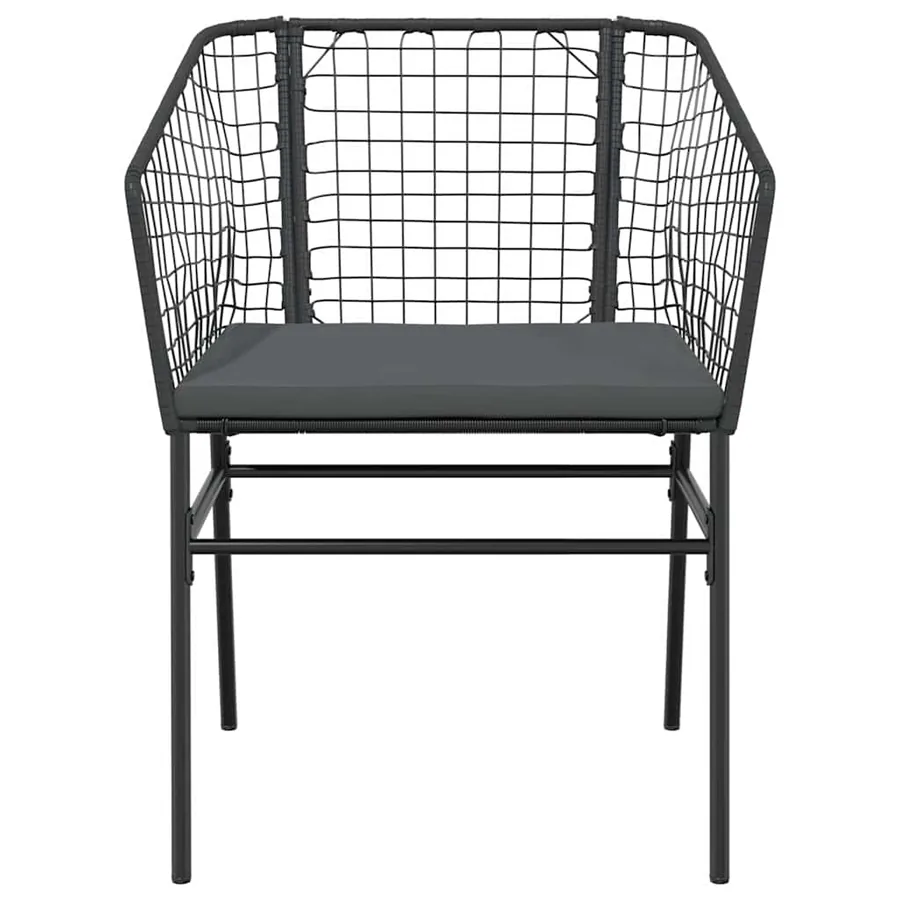 Ensemble à manger de jardin et coussins 5 pcs noir rotin verre - 5
