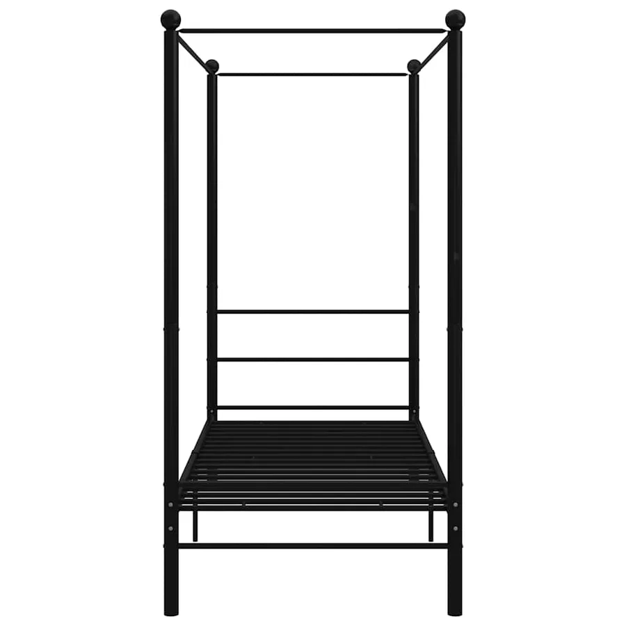 Cadre de lit à baldaquin sans matelas noir métal 90x200 cm - 3