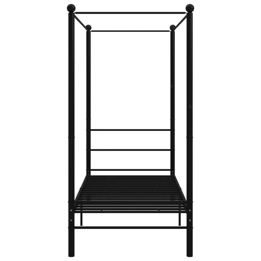 Cadre de lit à baldaquin sans matelas noir métal 90x200 cm - 4