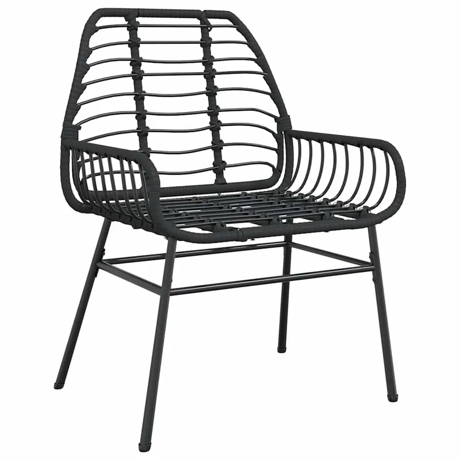 Ensemble à manger de jardin 5 pcs noir résine tressée verre - 4