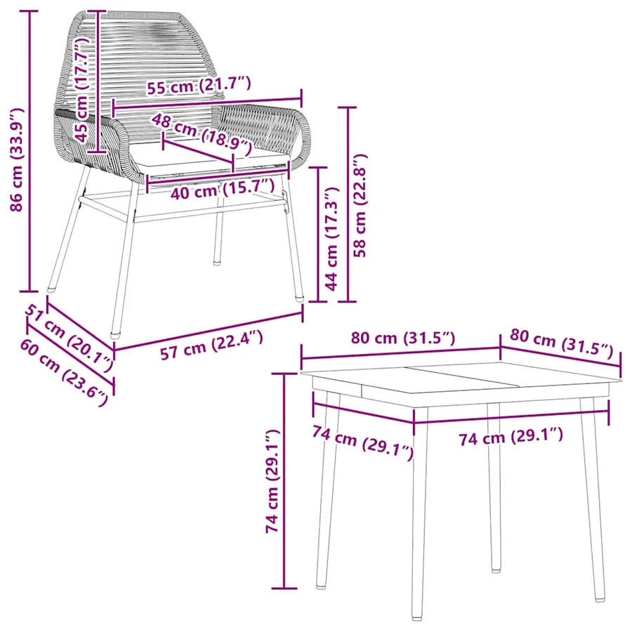 Ensemble à manger jardin coussins 5 pcs gris poly rotin verre - 10