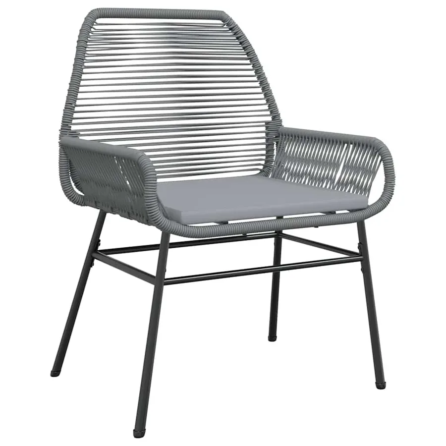 Ensemble à manger jardin coussins 5 pcs gris poly rotin verre - 4
