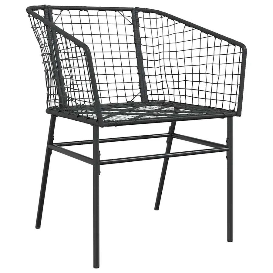 Ensemble à manger de jardin 9pcs noir poly rotin verre - 4