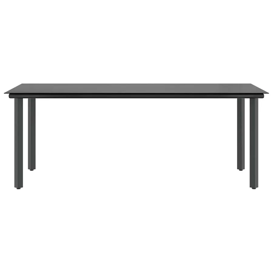 Ensemble à manger de jardin 9pcs noir poly rotin verre - 7