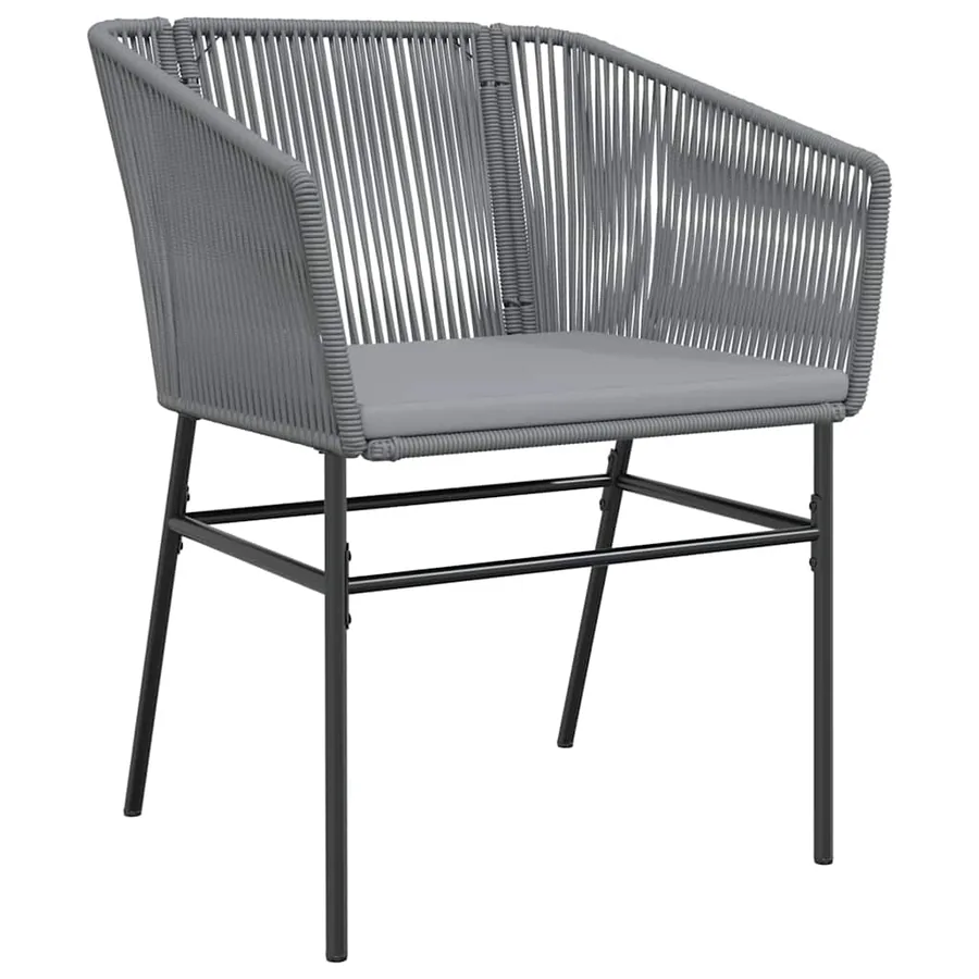 Ensemble à manger jardin coussins 5 pcs gris poly rotin verre - 4