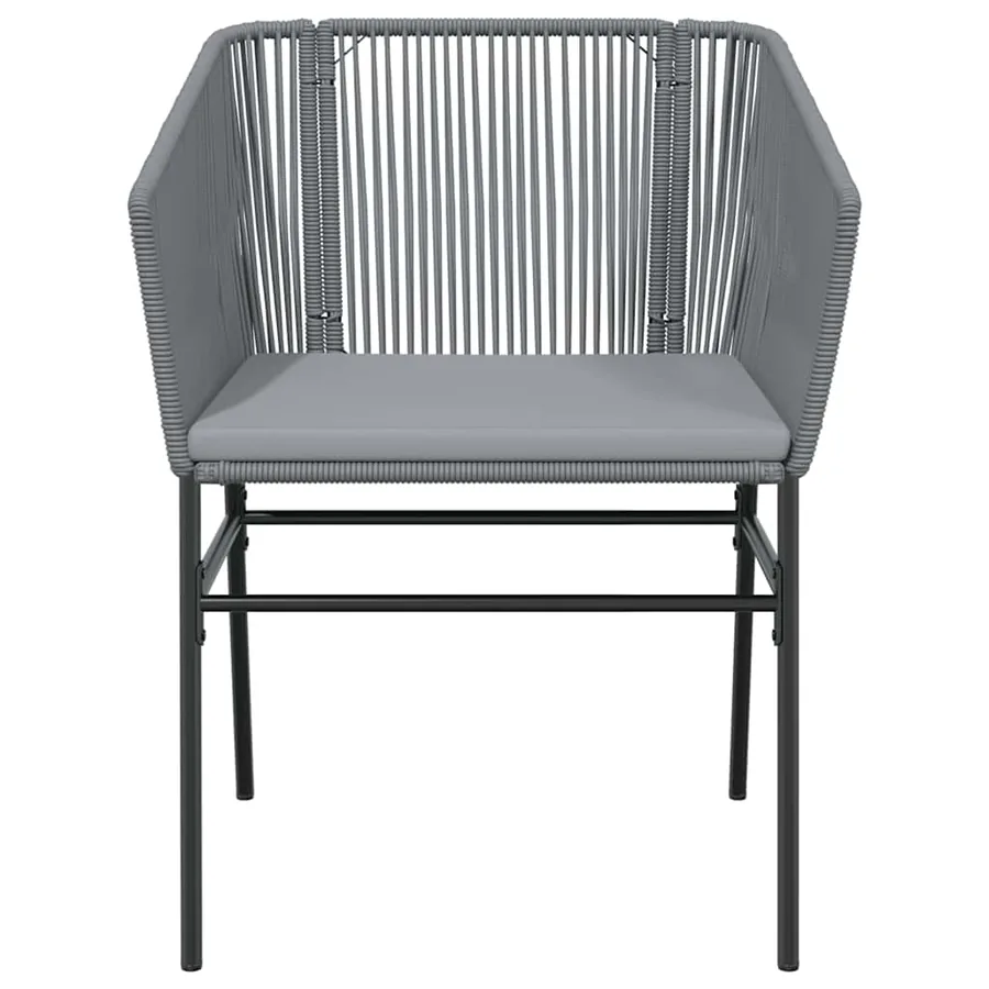 Ensemble à manger jardin coussins 5 pcs gris poly rotin verre - 5