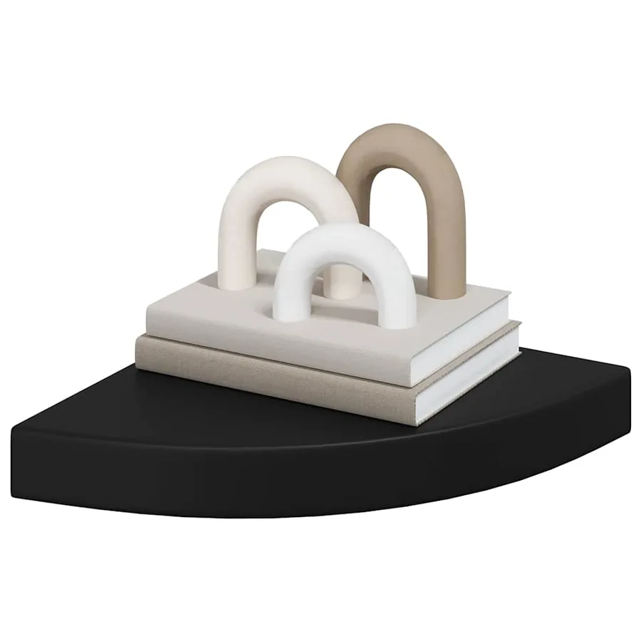 Étagère d'angle flottante noir 25x25x3,8 cm MDF - 4