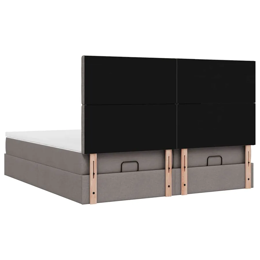 Cadre de lit ottoman avec matelas taupe 200x200cm tissu - 9