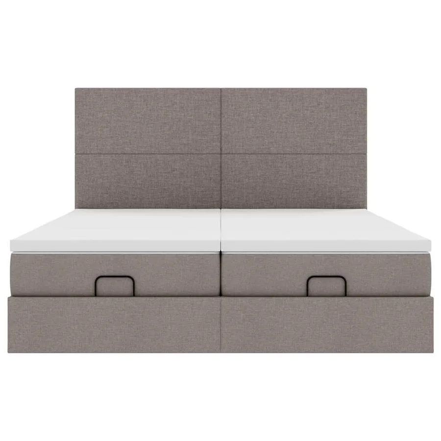 Cadre de lit ottoman avec matelas taupe 200x200cm tissu - 6