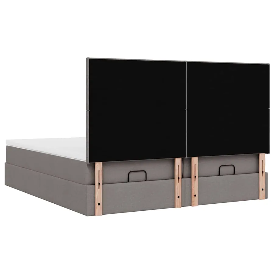 Cadre de lit ottoman avec matelas taupe 200x200cm tissu - 8