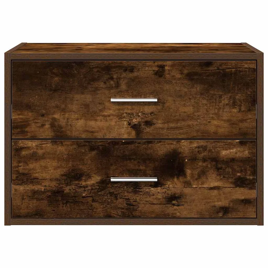 Armoire avec 2 tiroirs chêne fumé 60x31x40 cm bois d'ingénierie - 4