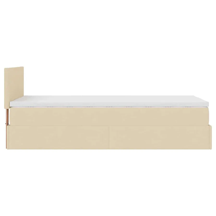 Lit ottoman avec matelas crème 100x200 cm tissu - 11