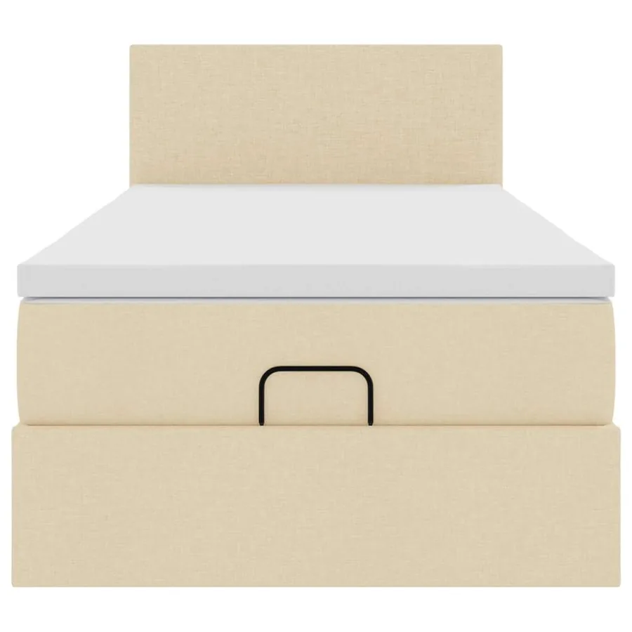 Lit ottoman avec matelas crème 100x200 cm tissu - 8