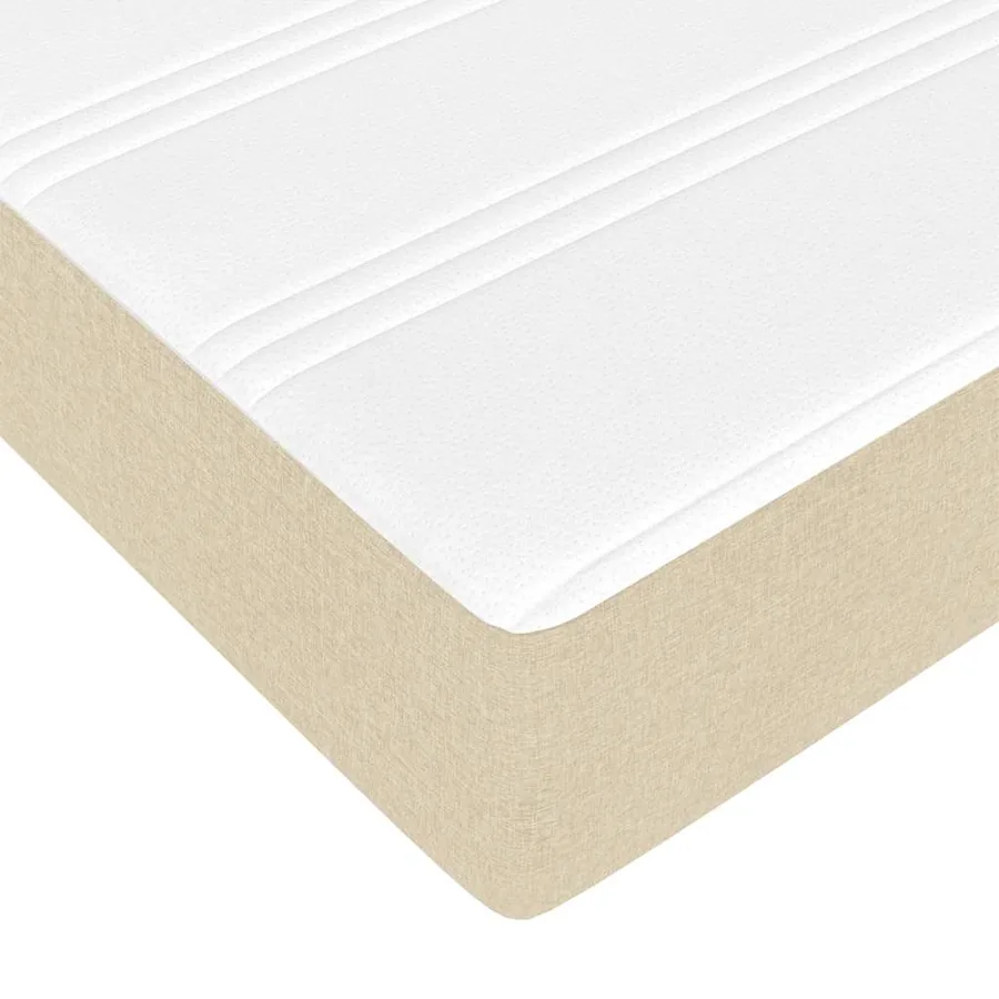 Cadre de lit ottoman avec matelas crème 200x200cm tissu - 14