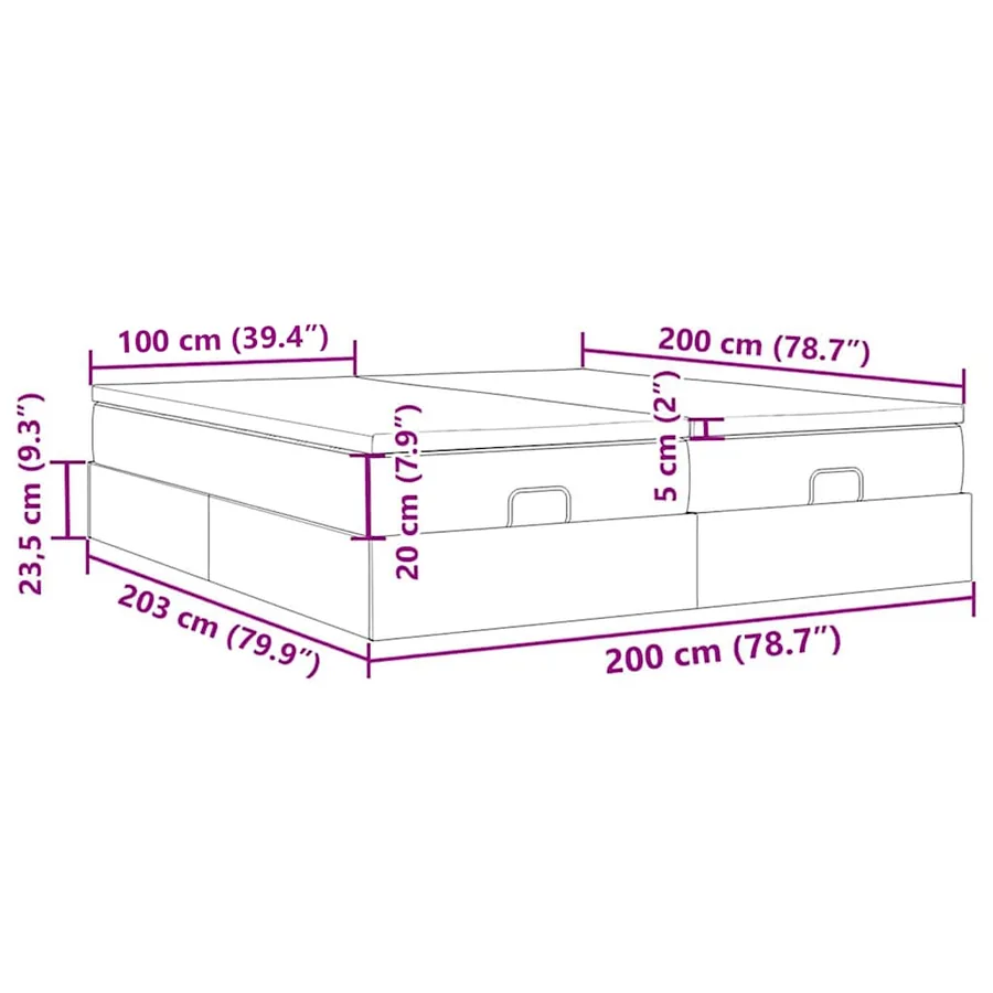 Cadre de lit ottoman avec matelas crème 200x200cm tissu - 17