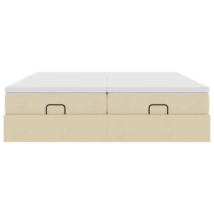 Cadre de lit ottoman avec matelas crème 200x200cm tissu - 7