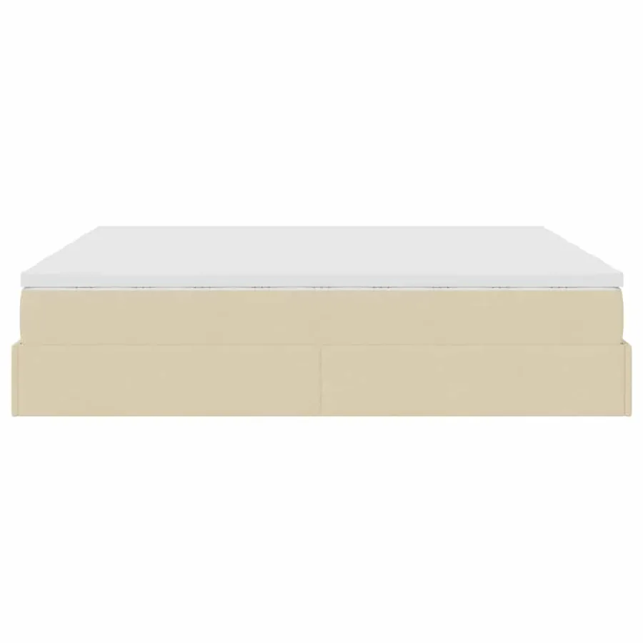 Cadre de lit ottoman avec matelas crème 200x200cm tissu - 9