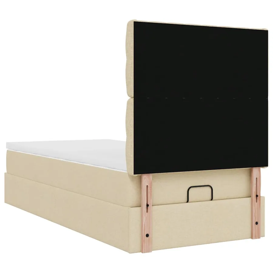 Lit ottoman avec matelas crème 100x200 cm tissu - 11