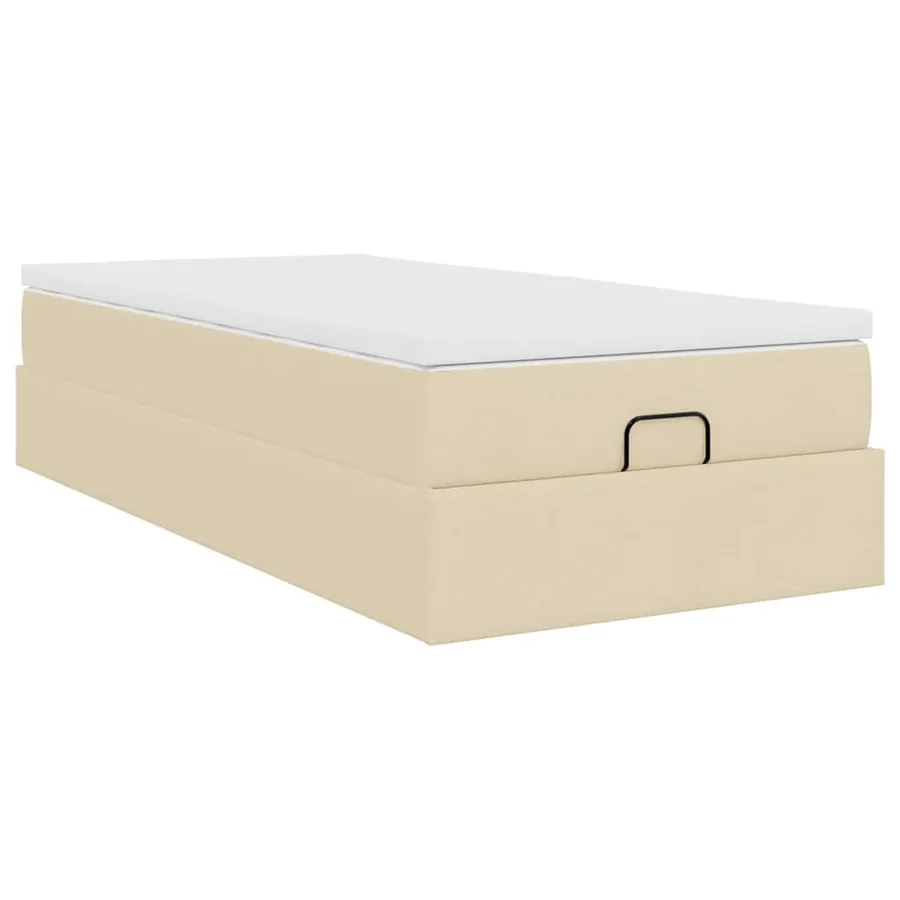 Cadre de lit ottoman avec matelas crème 100x200cm tissu - 10
