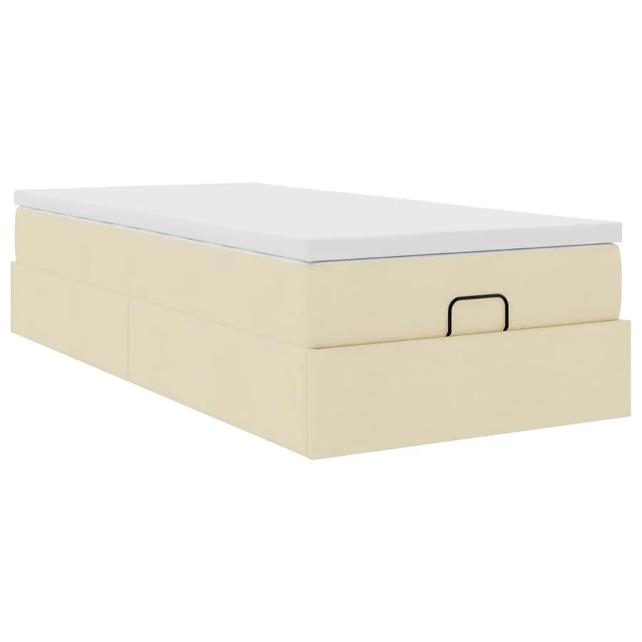 Cadre de lit ottoman avec matelas crème 100x200cm tissu - 6