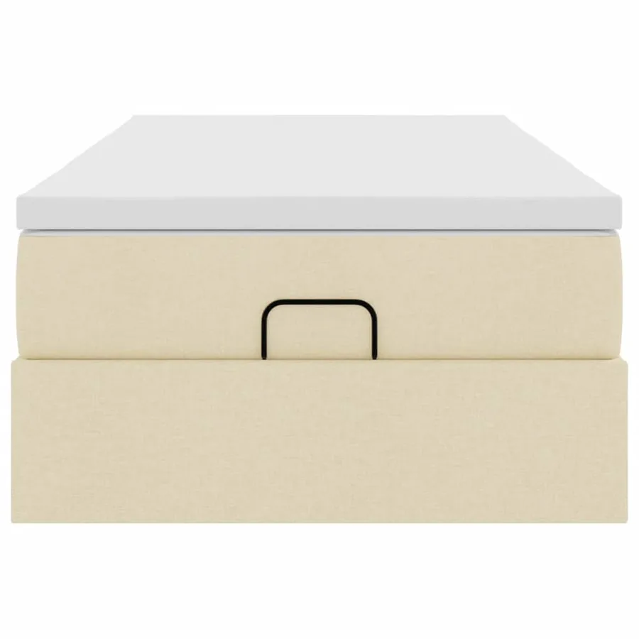 Cadre de lit ottoman avec matelas crème 100x200cm tissu - 7