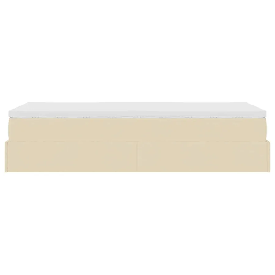 Cadre de lit ottoman avec matelas crème 100x200cm tissu - 9