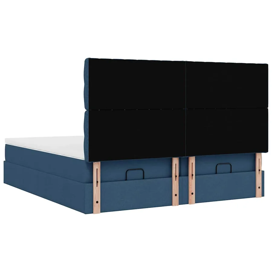 Cadre de lit ottoman avec matelas bleu 200x200cm tissu - 9