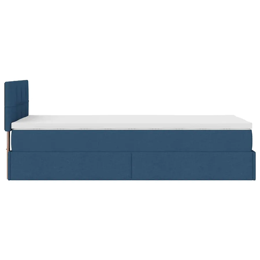 Lit ottoman avec matelas et LED Bleu 100x200 cm Tissu - 11