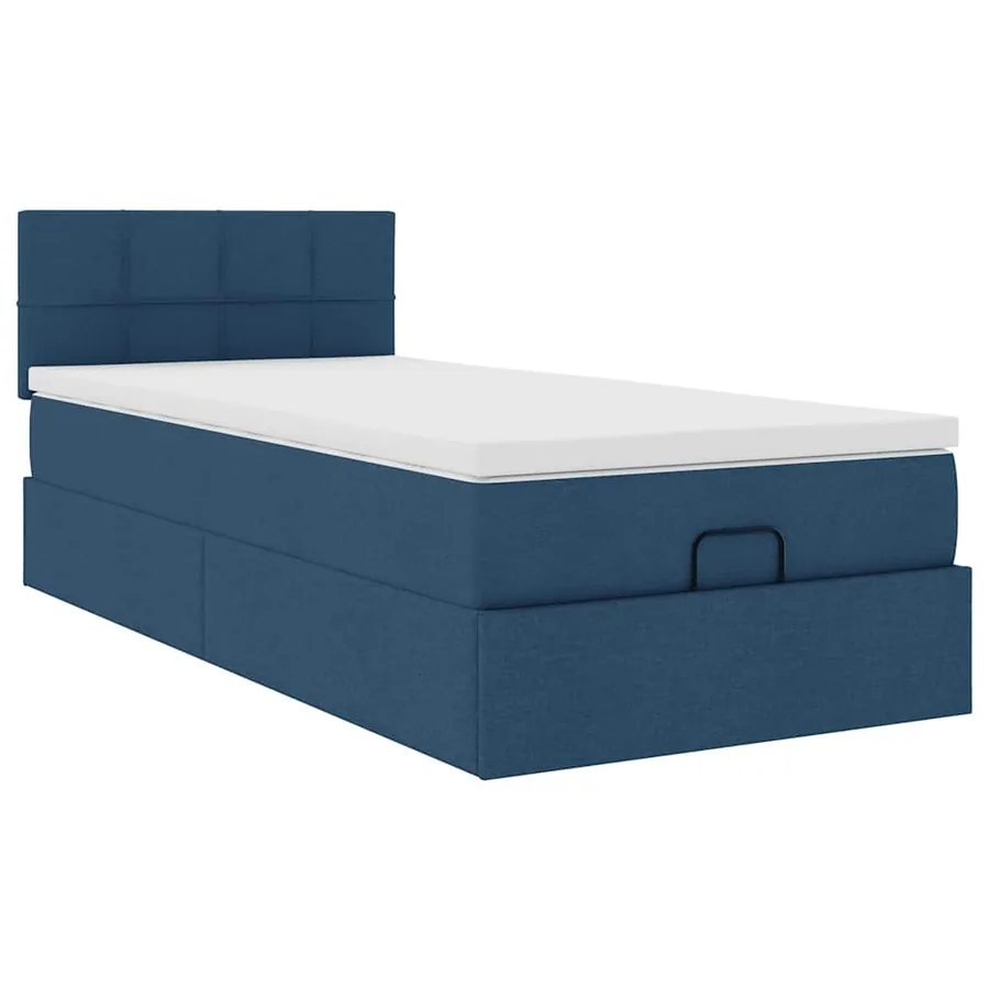 Lit ottoman avec matelas et LED Bleu 100x200 cm Tissu - 7