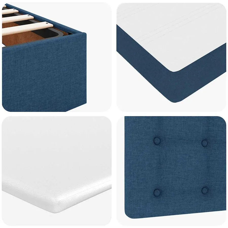 Lit ottoman avec matelas bleu 100x200 cm tissu - 13