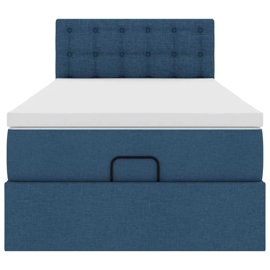 Lit ottoman avec matelas bleu 100x200 cm tissu - 7